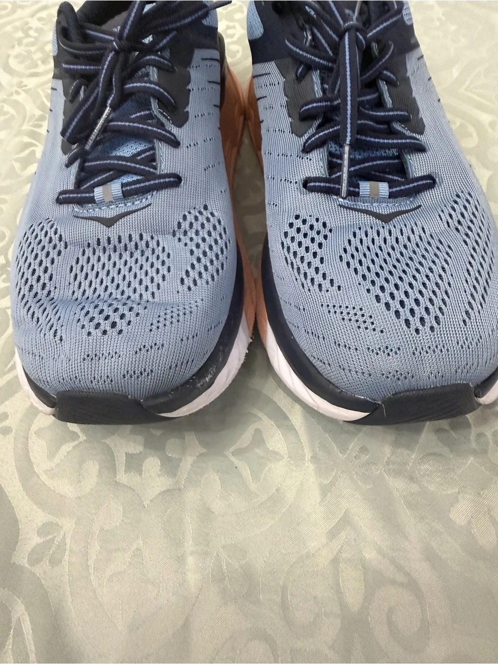 Hoka One One Women's Blue Running Shoes with Peach Accents